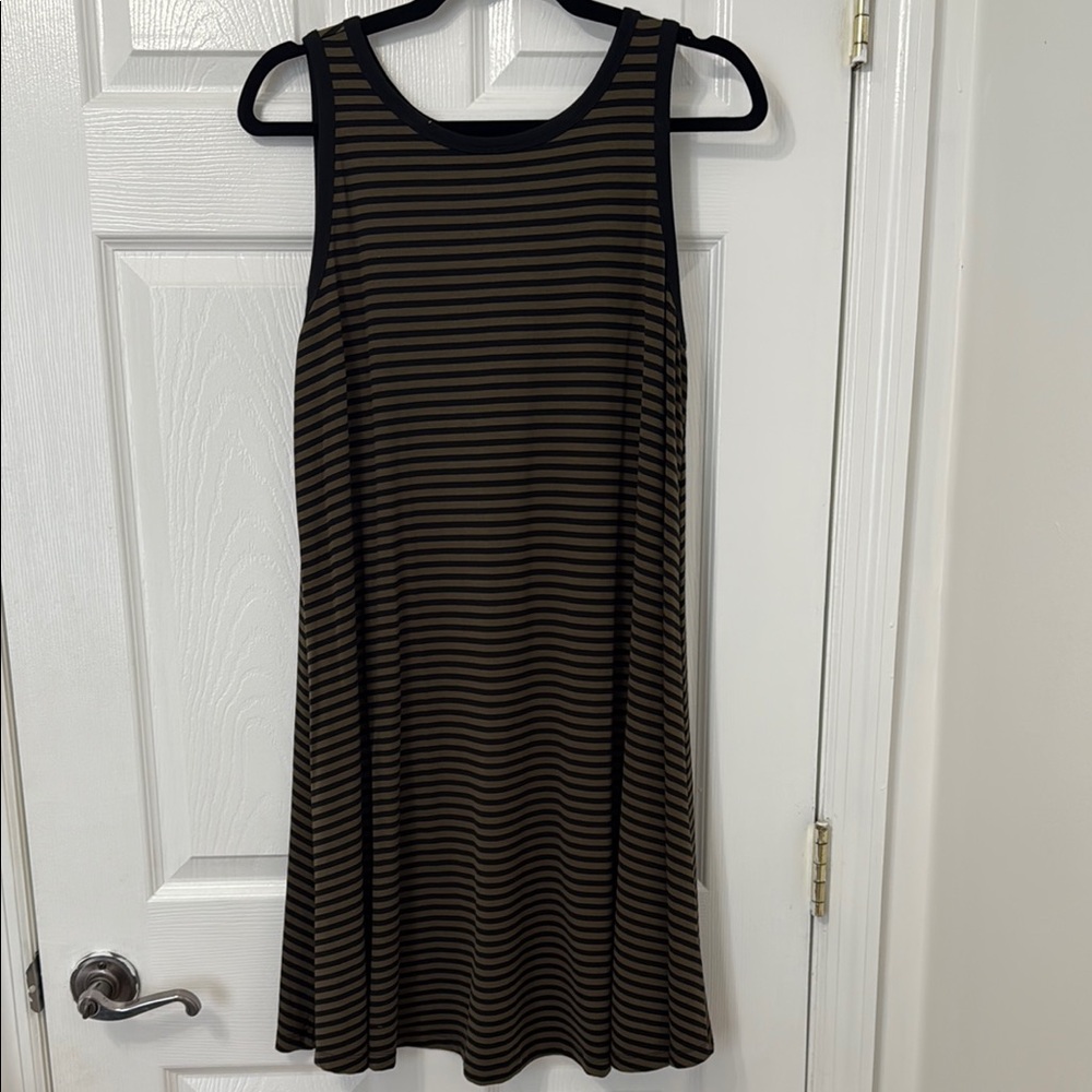 Striped Black and Brown Sleeveless Dress